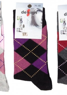 Design - Γυναικείες casual κάλτσες DIAMONDS Βαμβακερές 3 ζευγάρια Design 50233 Σκούρο Πολύχρωμο