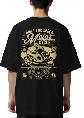 Pop Culture - Oversized T-Shirt Built For Speed Motorcycle Pop Culture Black