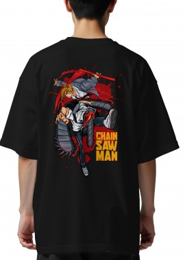 Pop Culture - Oversized T-Shirt Chain Saw Man Pop Culture Black