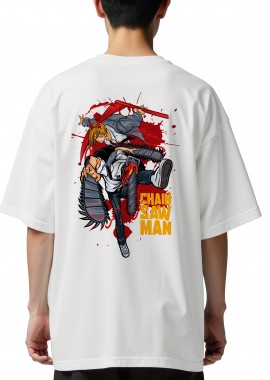 Pop Culture - Oversized T-Shirt Chain Saw Man Pop Culture White