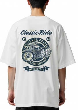 Pop Culture - Oversized T-Shirt Classic Ride Military Pride Pop Culture White