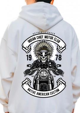 Pop Culture - Hoodie Indian Chief Biker Pop Culture White