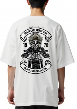 Pop Culture - Oversized T-Shirt Indian Chief Biker Pop Culture White