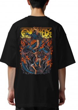 Pop Culture - Oversized T-Shirt Kaido x Luffy One Piece Pop Culture Black