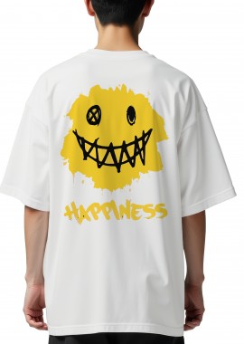 Pop Culture - Oversized T-Shirt Smiley Face Pop Culture White