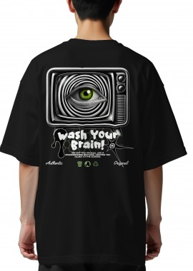 Pop Culture - Oversized T-Shirt Wash Your Brain Pop Culture Black