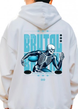 Pop Culture - Hoodie Rugby Skull Pop Culture White