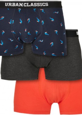 Urban Classics - Ανδρικά Εσώρουχα Boxer 3-Pack TB3979 Urban Classics bird aop+ boxer orange + cha