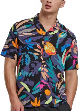 Urban Classics - Πουκάμισο Viscose AOP Resort Shirt TB4150-03665 Urban Classics blackfruity