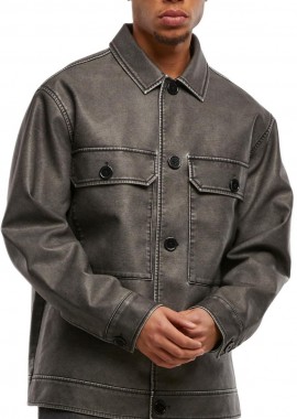 Urban Classics - Πουκάμισο Jacket TB7330 Urban Classics Synthetic Vintage Leather Shirt Jacket Black